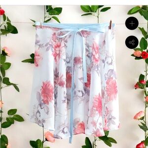 Vivace Dance wear, Short Ballet wrap skirt in Blue Floral.